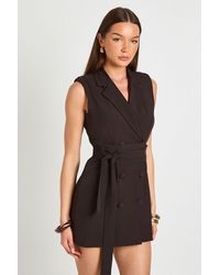 Boohoo - Sleeveless Obi Tie Waist Tailored Blazer Dress - Lyst