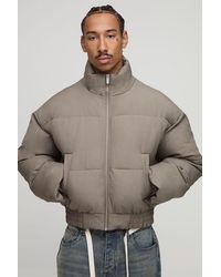 BoohooMAN - Boxy Fit Woven Padded Funnel Neck Puffer Jacket - Lyst