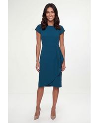 Wallis - Crepe Cowl Wrap Midi Dress - Lyst