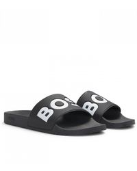 BOSS - Aryeh Herren Italienische Pantoletten Mit Großem Logo-Detail - Lyst