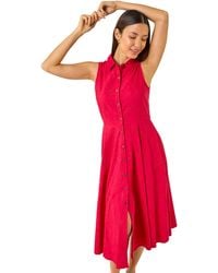 Roman - Embroidered Buttoned Midi Dress - Lyst