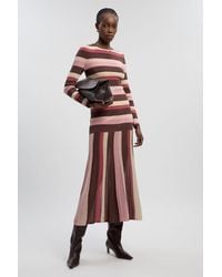 Karen Millen - Stripe Long Sleeve Knitted Maxi Dress - Lyst