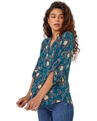 Roman - Textured Floral Print Stretch Shirt - Lyst