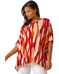 Roman - Abstract Print Buttoned Tunic Top - Lyst