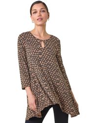 Roman - Abstract Linear Print Cutout Tunic Top - Lyst