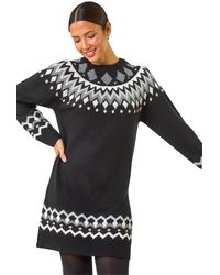Roman - Geometric Print Knitted Shift Dress - Lyst