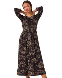 Roman - Paisley Pocket Stretch Midi Dress - Lyst