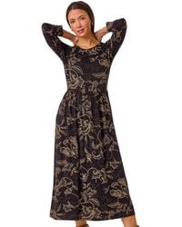 Roman - Paisley Pocket Stretch Midi Dress - Lyst