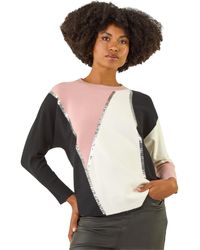 Roman - Colour Block Sequin Knit Jumper - Lyst