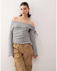 Collusion - Off The Shoulder Tie Side Long Sleeve Top - Lyst