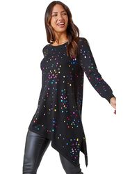 Roman - Longline Metallic Spot Asymmetric Jumper - Lyst