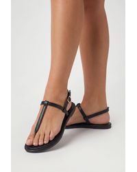 Boohoo - Round Toe Post Slingback Sandals - Lyst