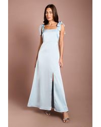 Oasis - Satin Tie Shoulder Midi Bridesmaid Dress - Lyst