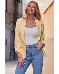 Sosandar - Lemon Linen Blend Blazer - Lyst