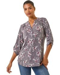 Roman - Floral Puff Print Stretch Shirt - Lyst