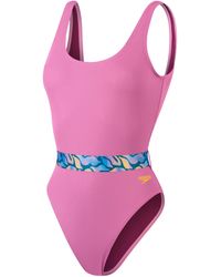 Speedo - Belted Deep U-Back 1 Piece Swimsuit - Lyst