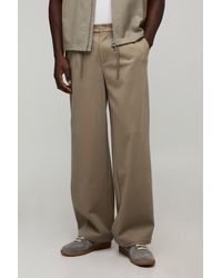 BoohooMAN - Relaxed Fit Half & Waistband Textured Trouser - Lyst