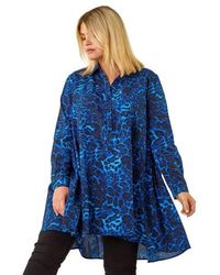 Roman - Animal Print Longline Tunic Shirt - Lyst