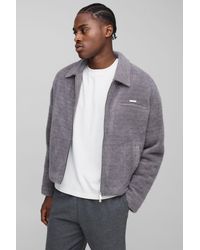 BoohooMAN - Boxy Fit Textured Harrington Jacket - Lyst