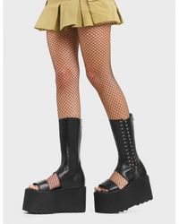 LAMODA - Chunky Platform Ankle Boots Hurricane Round Toe With Lace Up & Zip - Lyst