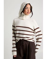 Boohoo - Stripe Soft Knit Jumper With Detachable Hood - Lyst
