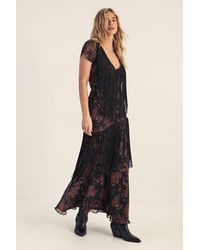 Nasty Gal - Floral Chiffon Fringe Maxi Dress - Lyst