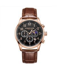 Anthony James - Hand Assembled Moonphase Chronograph Rose Leather - Lyst