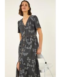 Roman - Floral Denim Shirt Dress - Lyst