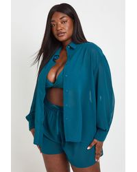 Boohoo - Plus Chiffon Beach Shirt - Lyst