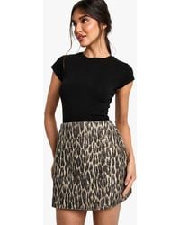 Boohoo - Wrap Over Leopard High Waisted Mini Skirt - Lyst