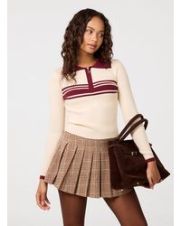 Pink Vanilla - Stripe Front Zip Up Sweatshirt - Lyst