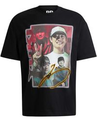 HUGO - Special Artwork Fanwear T-shirt In Zwart - Lyst