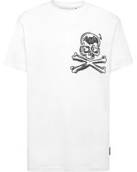 Philipp Plein - Jersey T-shirt Round Neck Ss Skull & Bones - Lyst