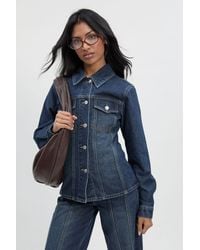 Boohoo - Cinched Waist Seam Detail Jean Jacket - Lyst