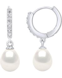 Ateliers Saint Germain - Earrings Creole Real Cultured Freshwater Pearls Pear 8-9 Mm - Lyst