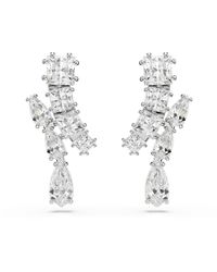 Swarovski - Matrix Drop Earrings, Mixed Cuts, White, Rhodium Plated - Lyst