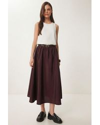 Happiness İstanbul - High-Waist Belted Midi A-Line Skirt - Lyst