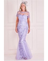Goddiva - Embroidered Lace Maxi With Scalloped Hem - Lyst