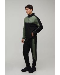 BoohooMAN - Active Colour Block Funnel Hooded Regular Fit Tracksuit - Lyst