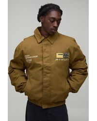 BoohooMAN - Oversized Fit Badge Applique Collared Bomber Jacket - Lyst