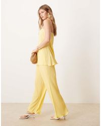 Y.A.S - Plisse Wide Leg Trouser Co-Ord With Rolled Hem Detail - Lyst