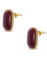 The Jewellery Stockroom - Plated Burgandy Rectangle Stud Earrings - Lyst