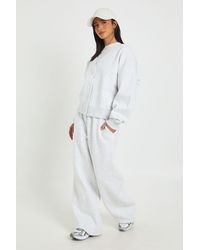 Boohoo - Petite Button Through Cardigan Sweatshirt And Straight Leg Jogger Tracksuit - Lyst