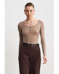 Dilvin - Slim-Fit Wool Knit Blouse With Buttons - Lyst