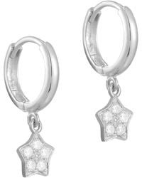 SEOL + GOLD - Sterling Star Charm Cubic Zirconia Hoops - Lyst