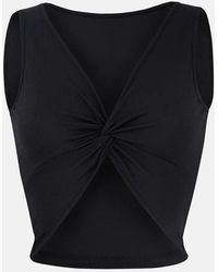 Hiccup - Solid Rib Twist Front Crop Top - Lyst