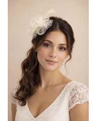SVNX - Rosette Faux Pearl & Polka Veil Feather Fascinator - Lyst