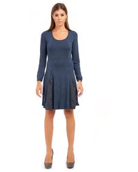 Conquista - A-lijn Jurk Met Lange Mouwen Van Jersey Met Gekreukeld Stofdetail - Lyst