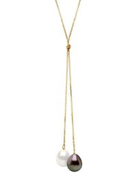 Ateliers Saint Germain - Necklace You & Me- Design Knot- 2 Real Cultured Pearls Pear 9-10 Mm - Lyst