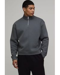 BoohooMAN - Basic Oversized Boxy Quarter Zip Funnel Neck Sweatshirt - Lyst